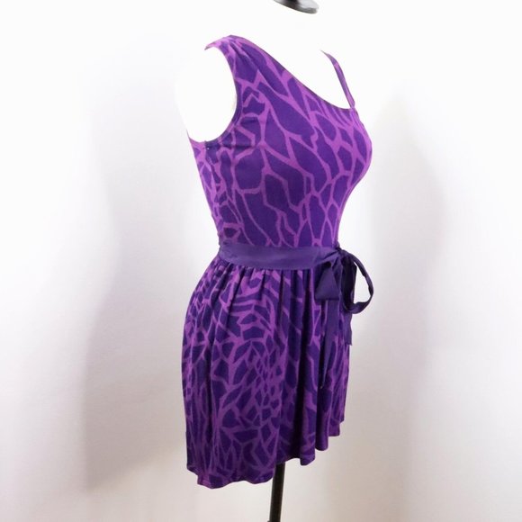 Twelve by Twelve Women's S Purple Animal Print Knit One-Shoulder Sleeveless Top - Picture 2 of 11